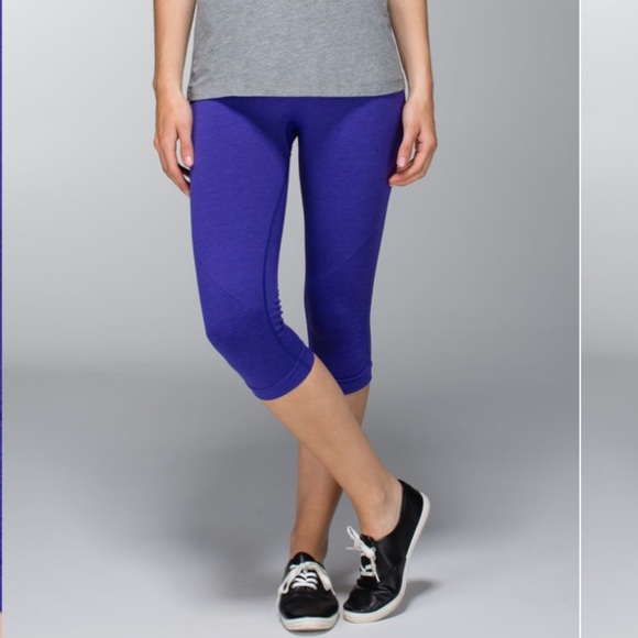 Lululemon In The Flow Crop II Heathered Bruised Berry seamless leggings purple - Picture 12 of 12